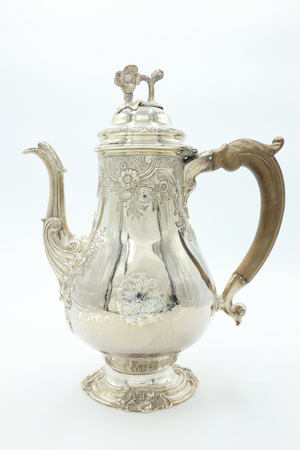 Coffeepot, 1754 (silver & wood)