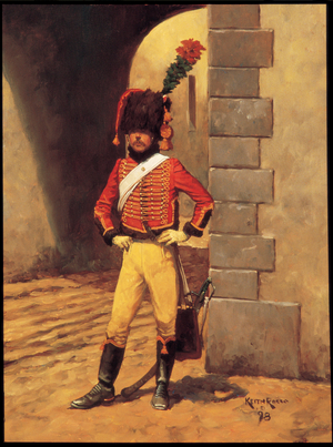 Chasseur a Cheval of the Old Guard 1814, 1998 (oil on board)
