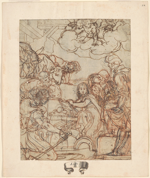 The Adoration of the Shepherds, c.1600-1610 (pen and ink drawing)