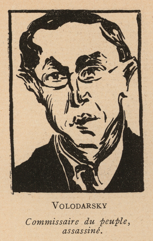 V Volodarsky, Ukrainian Marxist revolutionary and politician assassinated by the Socialist Revolutionary Party (litho)