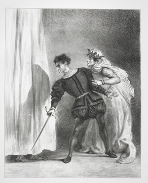 Act III, scene iv. The murder of Polonius.
