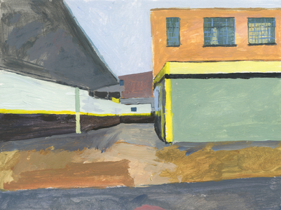 Garage forecourt, 2025 (acrylic on paper)