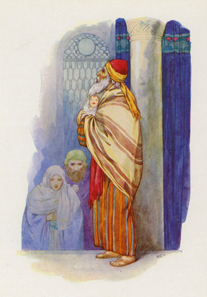 "Lord, now lettest Thou Thy servant depart in peace" (colour litho)