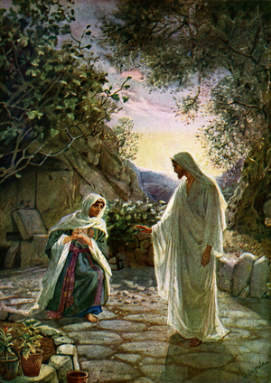 Mary Magdalene speaks to the risen Jesus - Bible