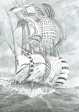 Storm Creators Mawson Sea, 2018 (ink and pencil on paper)