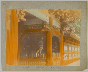 Gateway of Jemitsu Temple, Nikko, Japan (hand-coloured b/w photo)