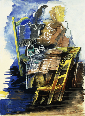 Seated Couple; Couple Assis, 1953 (gouache on paper)