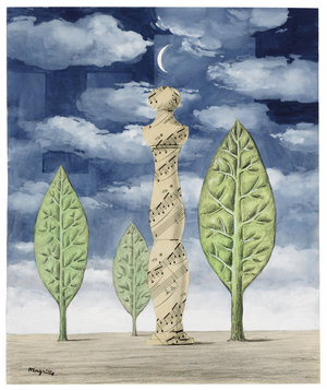 L'amour de la nature, 1961 (gouache, watercolour, sheet music collage, charcoal & pencil on paper)