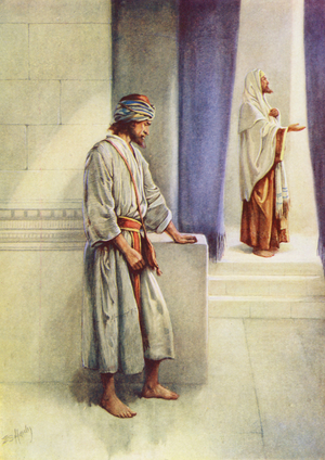 The Pharisee and the Publican (colour litho)