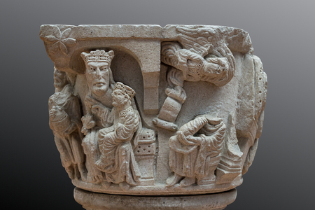 Nativity and stories of the Childhood of Christ, detail, second part of the 12th century (sculpture)