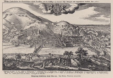 Imperial army of Count Tilly laying siege to Heidelberg, Germany, Thirty Years War, 1622 (engraving)
