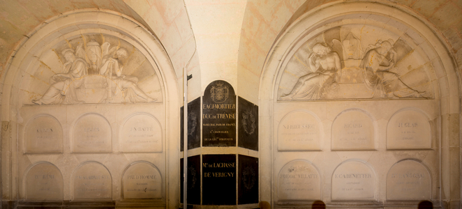 Low reliefs of the cellar, dome des Invalides (1670), Paris (photography)