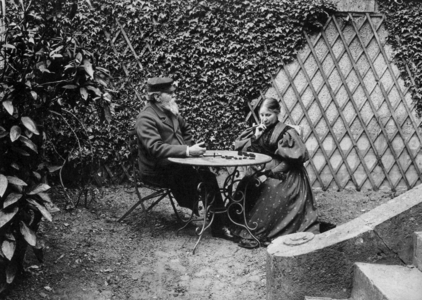 the father and mother of French writer Colette playing dominoes c. 1890