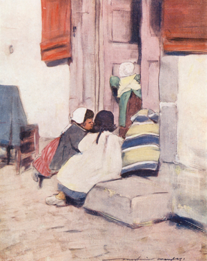 World’s Children: Breton, Playing Shop (colour litho)