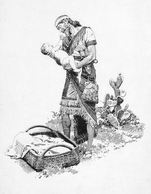 Semiramis found by a shepherd (gouache on paper)