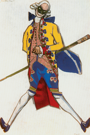 Battista, costume sketch for the ballet after CarloGoldoni's comedy " Les femmes de bonne humeur " (watercolour on paper)