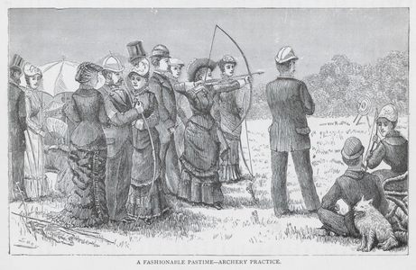 A fashionable pastime, Archery practice (engraving)
