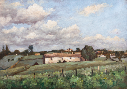 Vineyards (Côtes de Bourg) in Bayon (oil on wood)