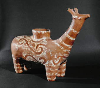 Painted vase in form of a deer