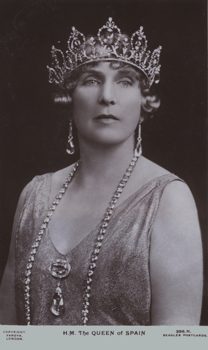 Victoria Eugenie of Battenberg, Queen of Spain (b/w photo)