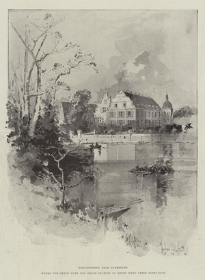 Kranichstein, near Darmstadt, where the Grand Duke and Grand Duchess of Hesse spend their Honeymoon (litho)