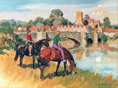 English country scene (colour litho)