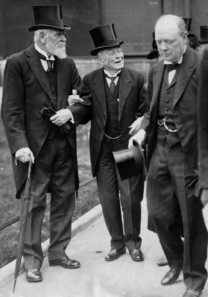 Winston Churchill after a memorial service, 1929 (b/w photo)