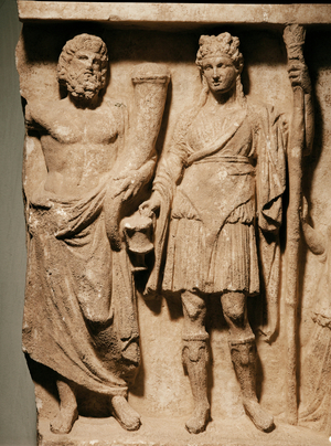 Pluto and Bendis Terracotta relief (relief)