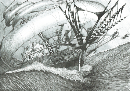 Storm Creators Antarctic Ocean, 2017 (ink and pencil on paper)