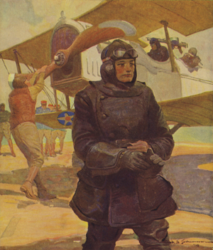 A Two-Man American Plane in France (colour litho)