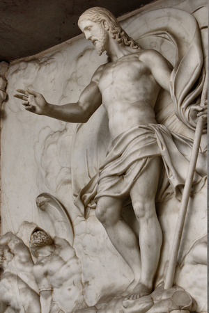 Resurrected Christ, detail of the Mausoleum of St. Pius V (marble)