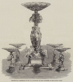 Testimonial presented to Sir W M Manning by the Colonists of New South Wales (engraving)