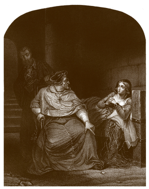 Joan of Arc is interrogated by the Bishop of Winchester