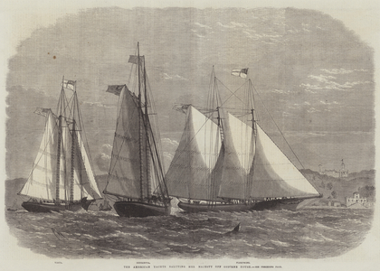 The American Yachts saluting Her Majesty off Osborne House (engraving)