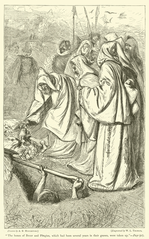 "The bones of Bucer and Phagius, which had been several years in their graves, were taken up" (engraving)