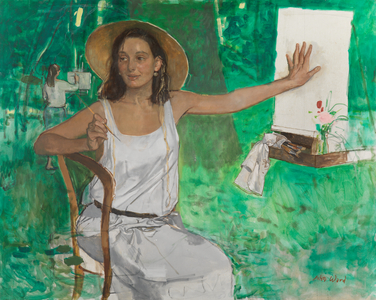 Painting Outdoors (Oil on canvas)
