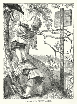 A fearful questioner (engraving)