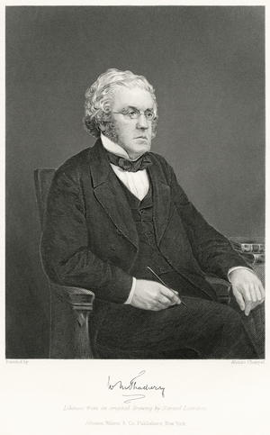 William Makepeace Thackeray (1811-63), English Novelist, Seated Portrait, Steel Engraving, Portrait Gallery of Eminent Men and Women of Europe and America by Evert A. Duyckinck, Published by Henry J. Johnson, Johnson, Wilson & Company, New York, 1873 (print)