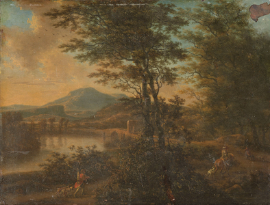 Italian Landscape at Sunset, 1660 (oil on copper)