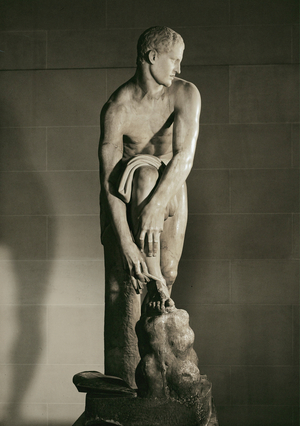 Hermes tying his sandal …