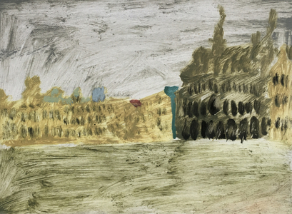 Golden Yellow Landscape of Brussels, 2019 (oil on paper)