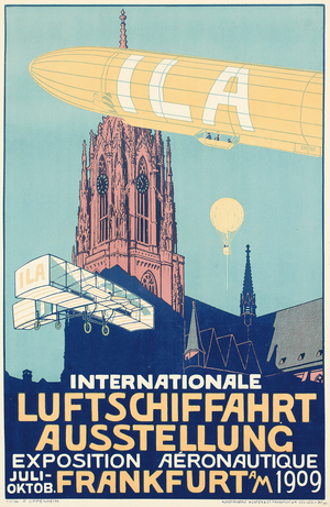 Advertising poster for the 1909 International Ballooning Exhibition in Frankfurt, 1909 (colour lithograph)