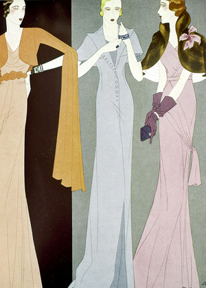 Woman fashion by Redfern, 1932 : dresses, drawing
