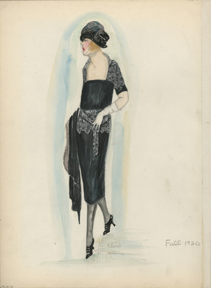 Dress, Chanel, Fall 1920 (pencil & watercolour on paper)