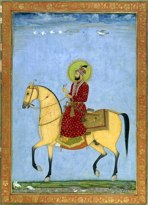 India: The 9th Mughal Emperor Farrukhsiyar (r. 1713 - 19) on horseback