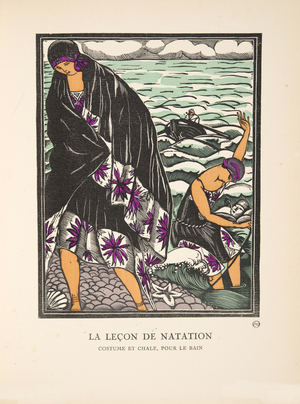 La Leçon de Natation, from a Collection of Fashion Plates, 1921 (pochoir print)