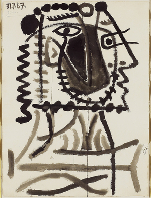 Head of a Man, 1967 (brush & black ink on wove paper)