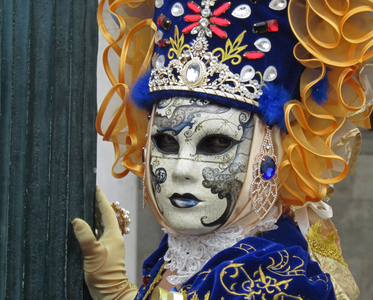 Costumed attendees at the Venice Carnival, 2016