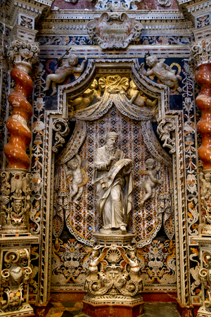 Santa Maria Nuova cathedral, Monreale, Sicily, Italy. Crucifix chapel. Prophet Jeremy by Giovanni Battista Firrera. (photo)
