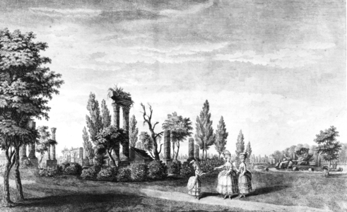 View of Monceau park in Paris, engraving, 18eth century